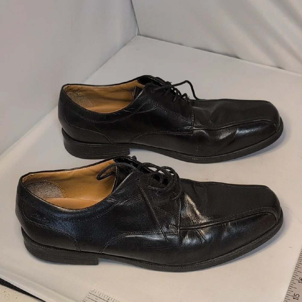 Clarks Beeston Stride Black Leather Oxford Shoes Size 13M